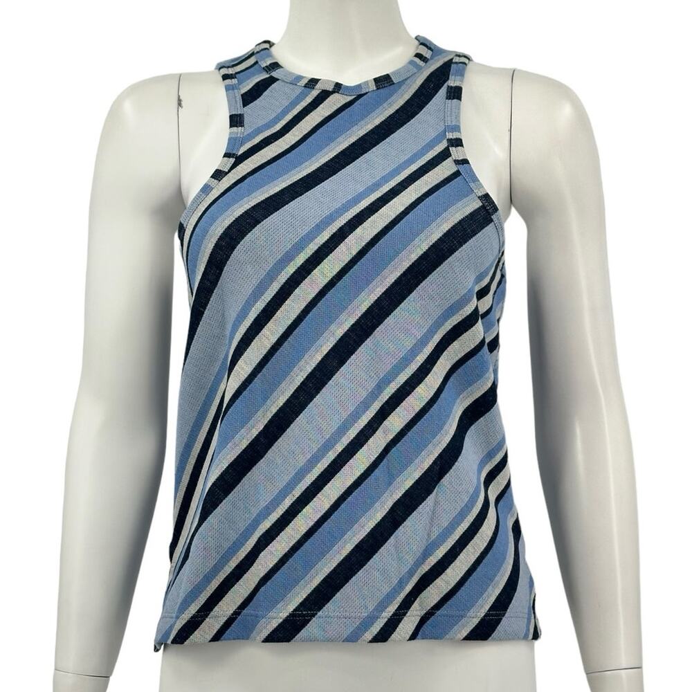Free People Top Womens Small Sidelines‎ Tank Blue Stripe Racerback Summer Beach